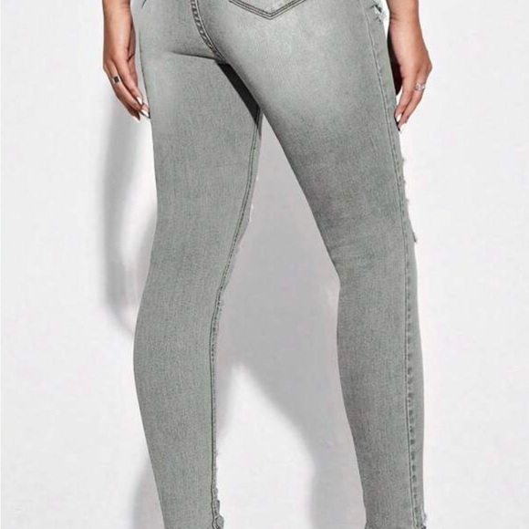 SHEIN High Rise Gray Distressed Jeans - Picture 5 of 5